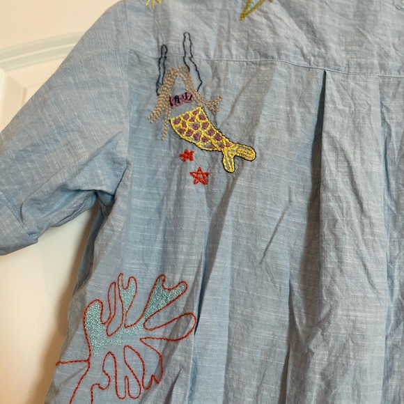 Maeve Anthropologie embroidered blue button down - Picture 5 of 9